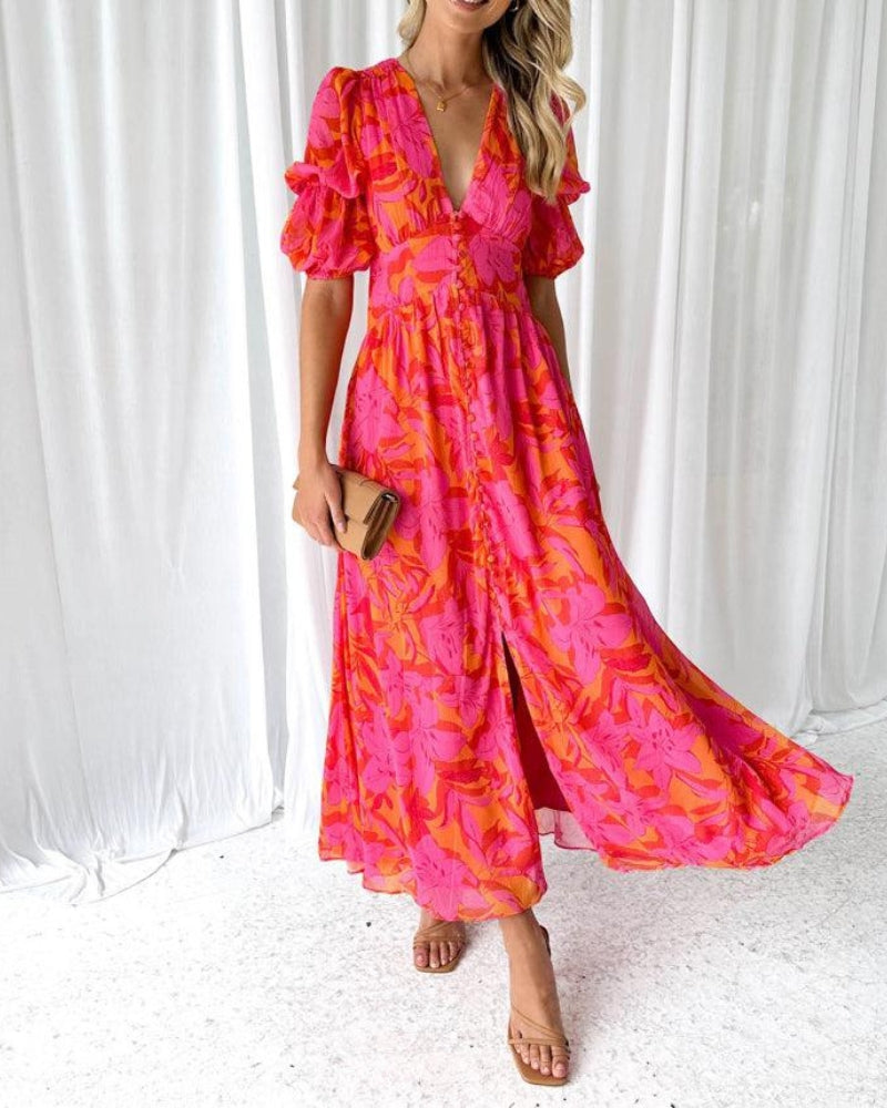 CINDY - ROBE MAXI ROUGE ROSE