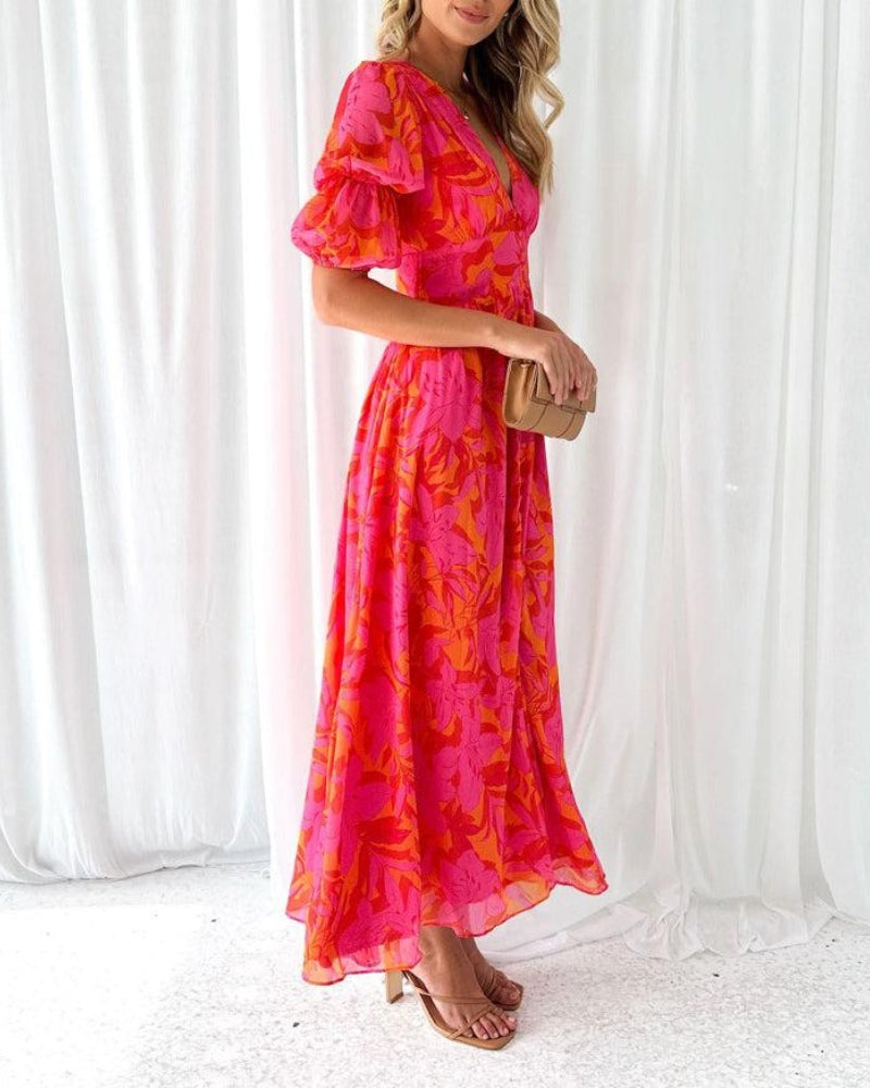 CINDY - ROBE MAXI ROUGE ROSE